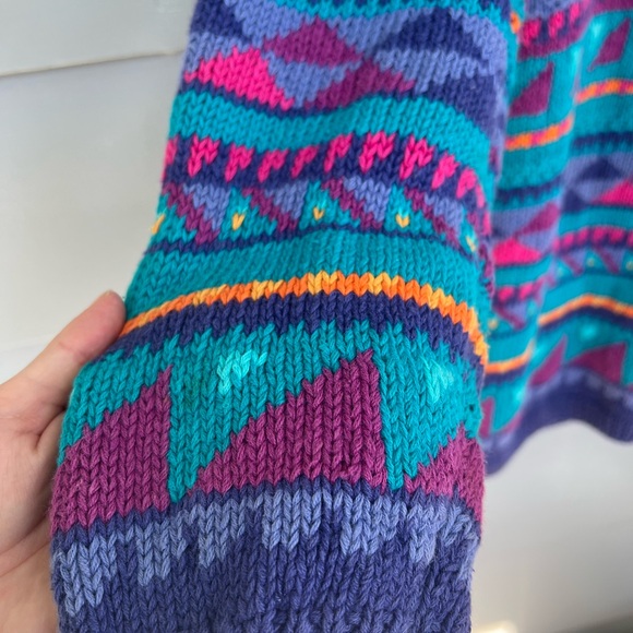 Vintage LL Bean Knit Geometric Jacquard Sweater - Picture 5 of 7